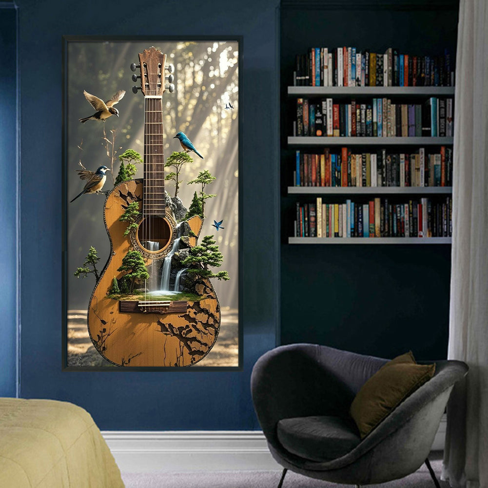 Guitar Silhouette - Full 11CT Stamped Cross Stitch 40x60CM - Huacan