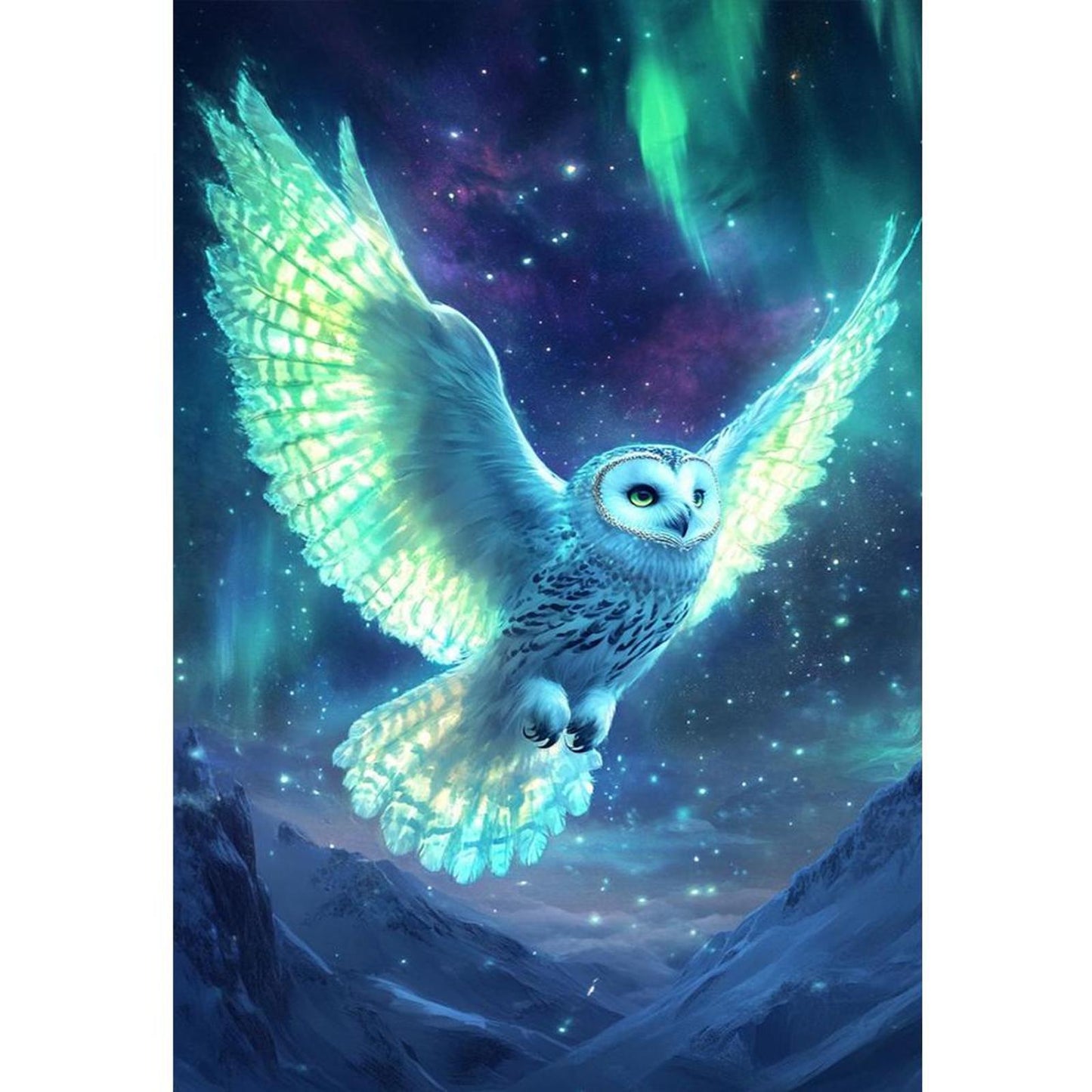 Fluorescent Owl - Full 11CT Stamped Cross Stitch 40x60CM - Huacan