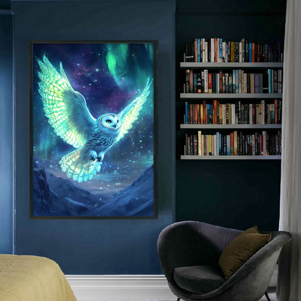 Fluorescent Owl - Full 11CT Stamped Cross Stitch 40x60CM - Huacan