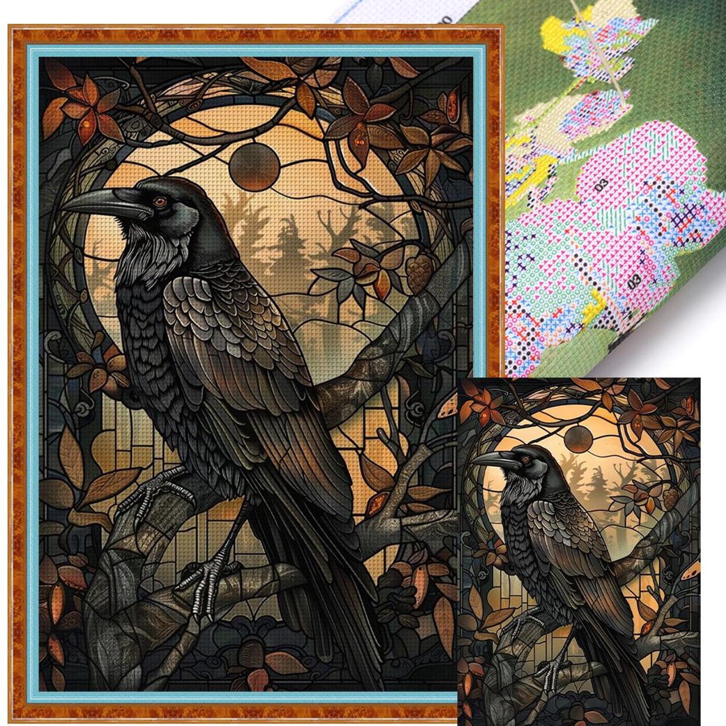 Crow - Full 11CT Stamped Cross Stitch 40x60CM - Huacan