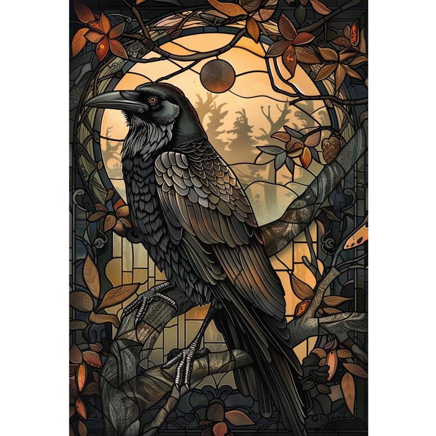 Crow - Full 11CT Stamped Cross Stitch 40x60CM - Huacan