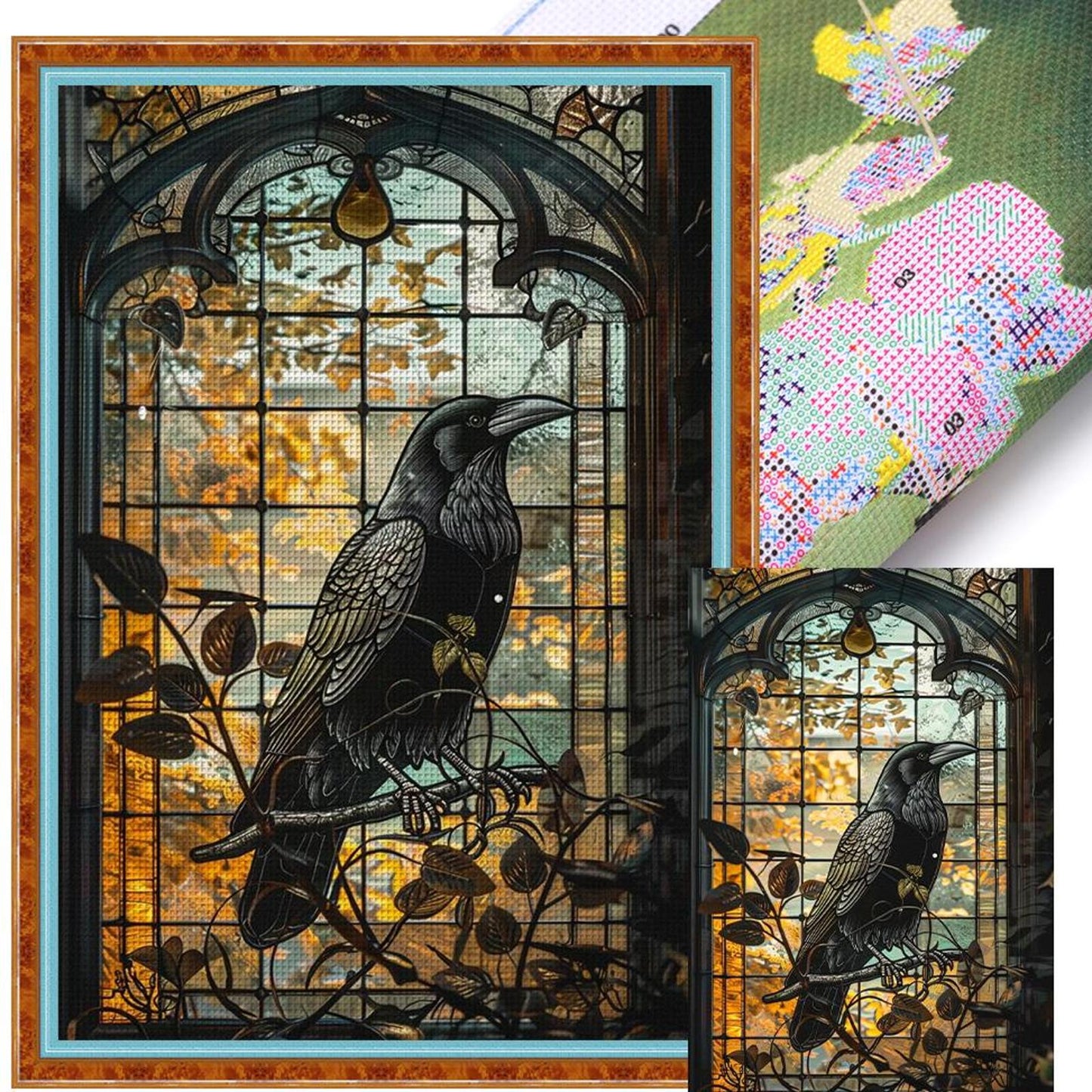 Crow - Full 11CT Stamped Cross Stitch 40x60CM - Huacan