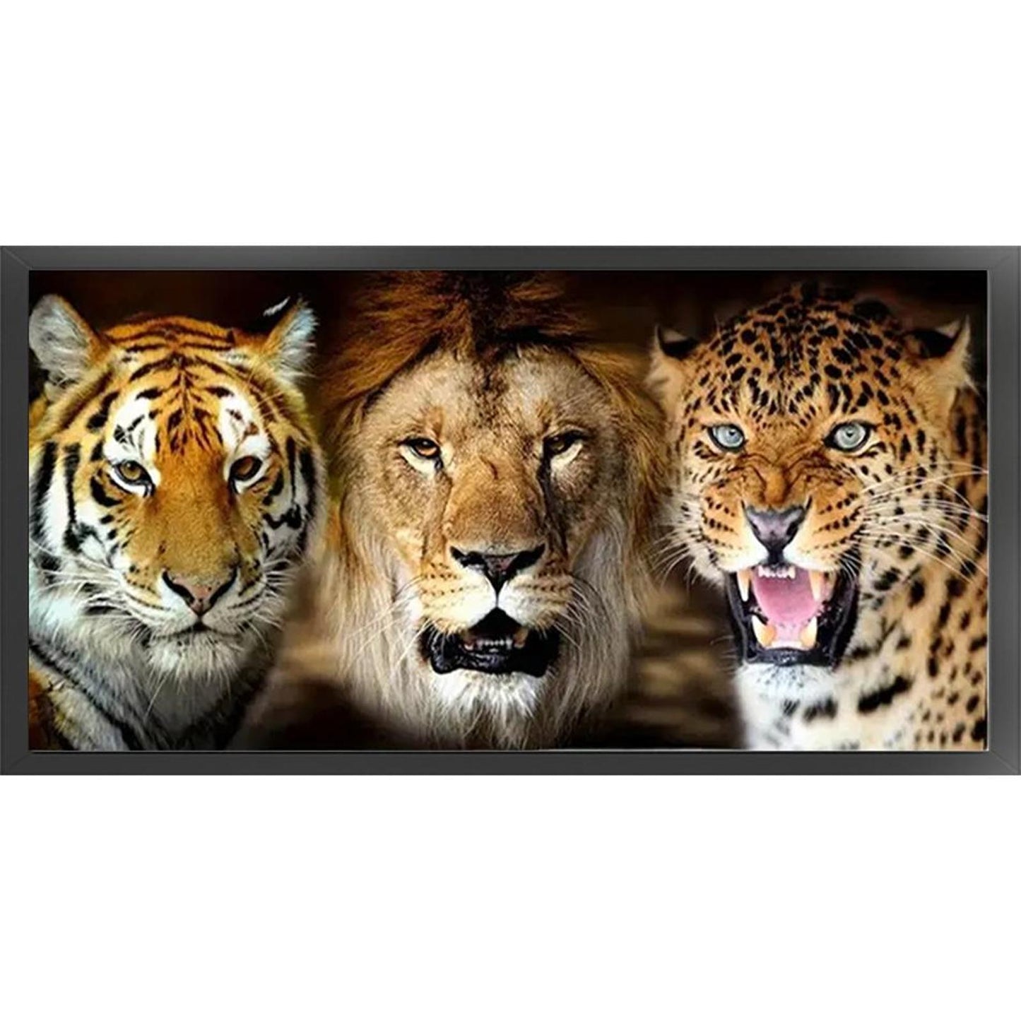 Tiger, Leopard And Lion - Full 11CT Stamped Cross Stitch 80x40CM - Huacan