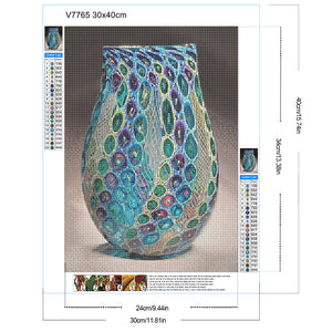 Blue And Green Vase 30*40CM(Canvas) Full Round Drill Diamond Painting