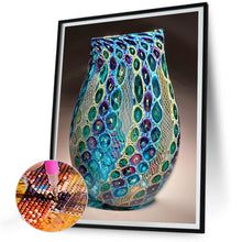 Load image into Gallery viewer, Blue And Green Vase 30*40CM(Canvas) Full Round Drill Diamond Painting
