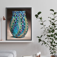 Load image into Gallery viewer, Blue And Green Vase 30*40CM(Canvas) Full Round Drill Diamond Painting

