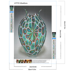Green Vase 30*40CM(Canvas) Full Round Drill Diamond Painting