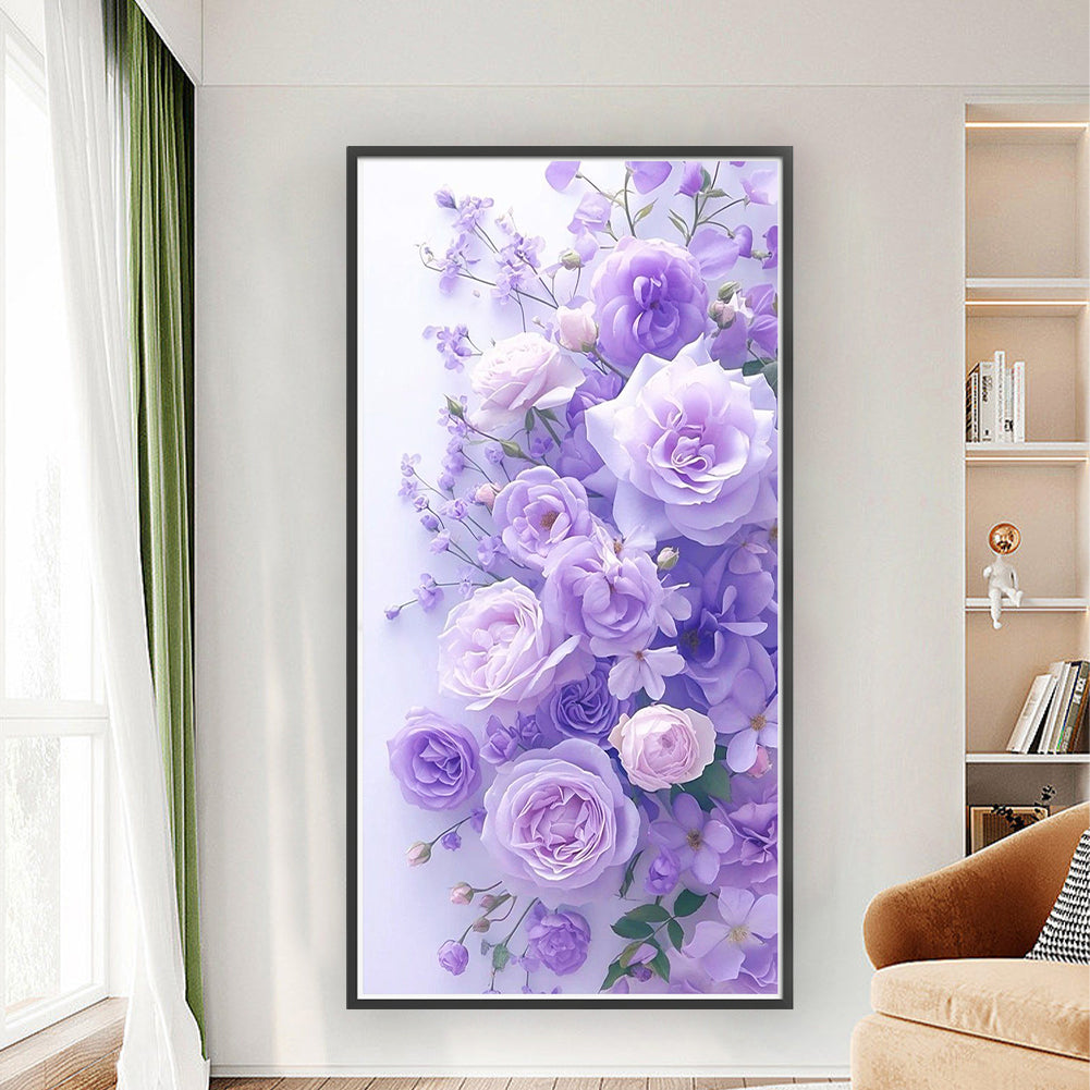 Purple Rose - Full 11CT Stamped Cross Stitch 40x76CM - Yishu