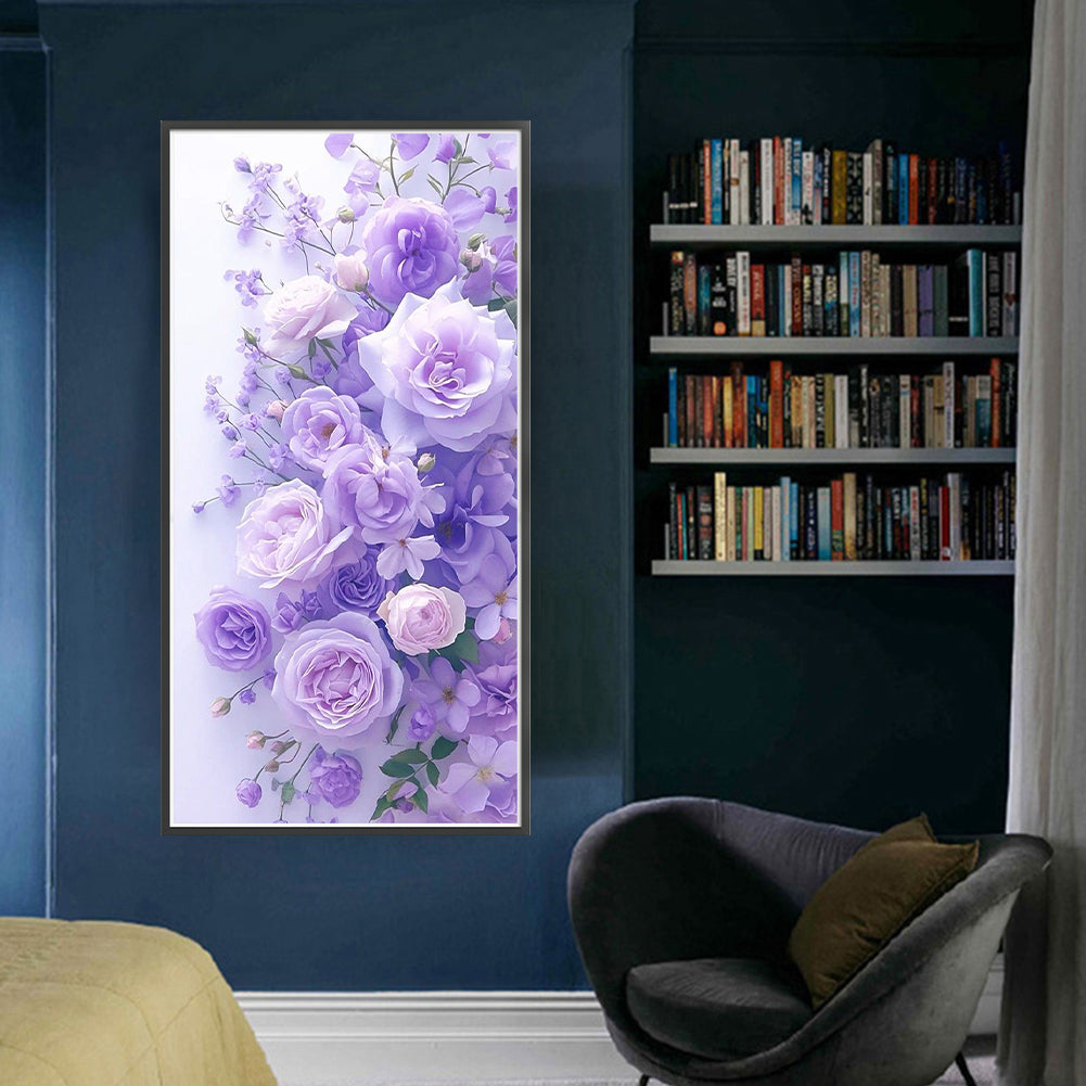 Purple Rose - Full 11CT Stamped Cross Stitch 40x76CM - Yishu