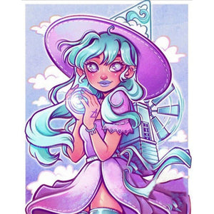 Cute Witch 40*50CM(Picture) Full AB Round Drill Diamond Painting