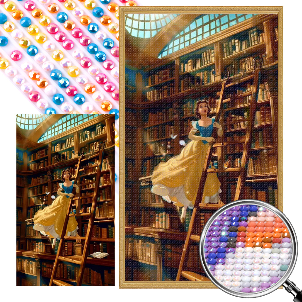 Belle In The Library 40*70CM(Picture) Full AB Round Drill Diamond Painting