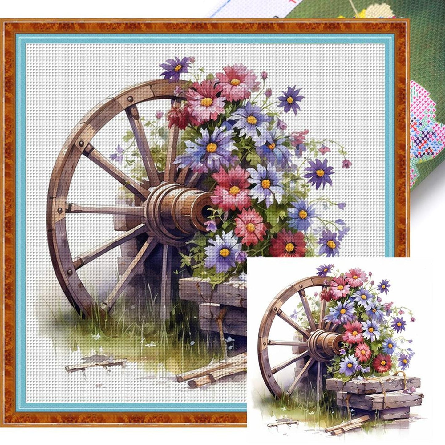 Daisy And Windmill - Full 11CT Stamped Cross Stitch 40x40CM - Band