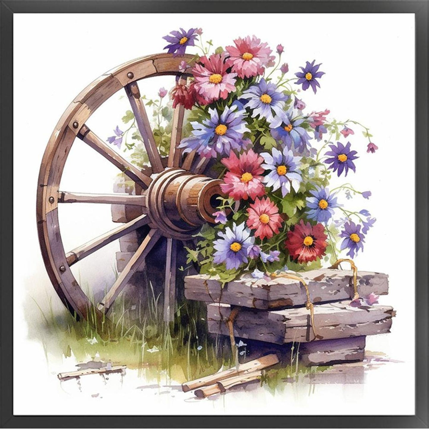 Daisy And Windmill - Full 11CT Stamped Cross Stitch 40x40CM - Band