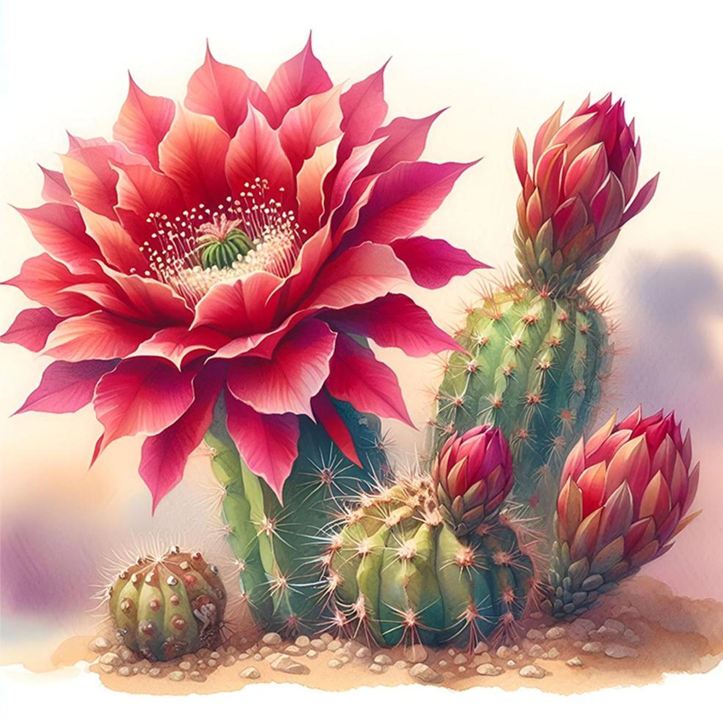 Cactus Flower - Full 11CT Stamped Cross Stitch 40x40CM - Band