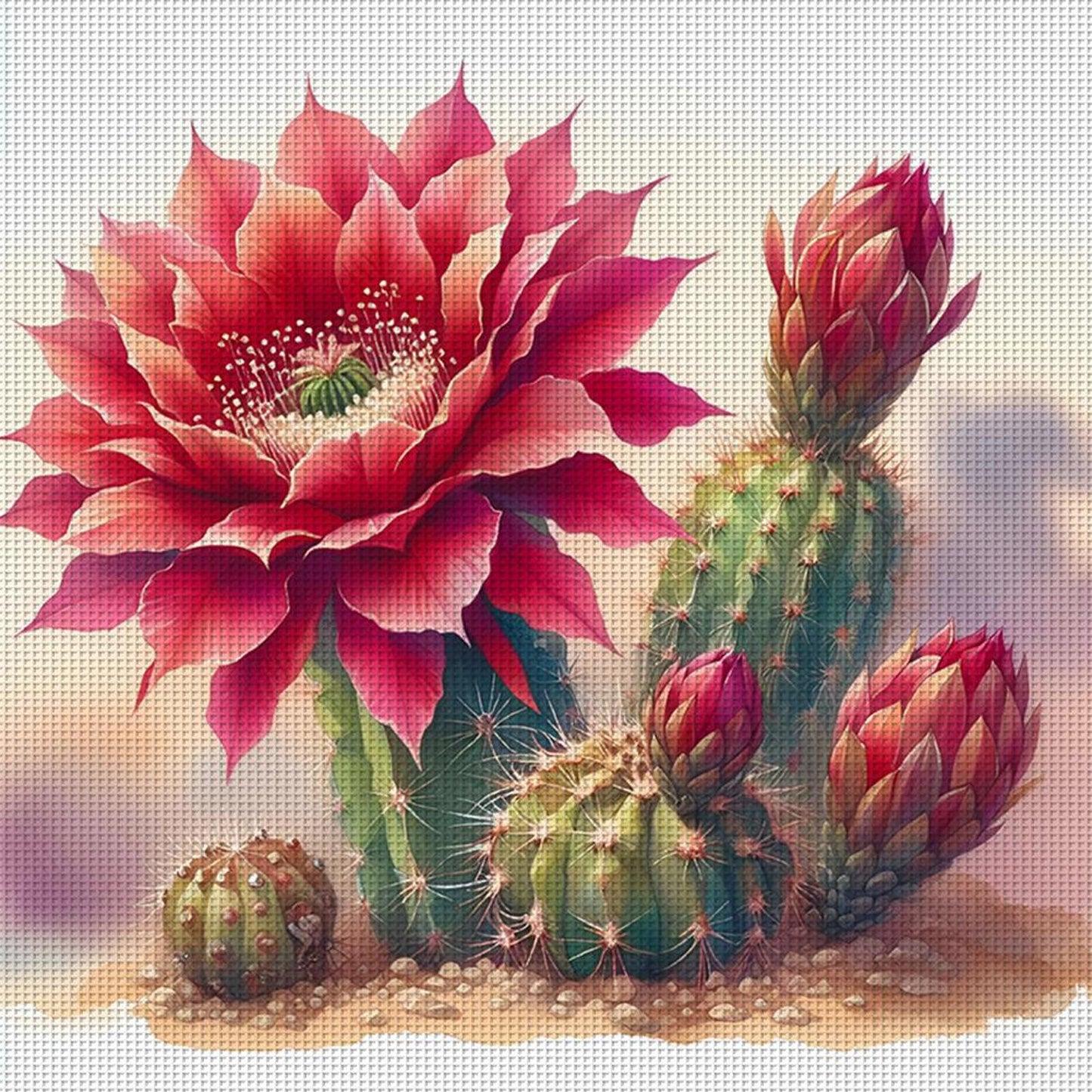 Cactus Flower - Full 11CT Stamped Cross Stitch 40x40CM - Band