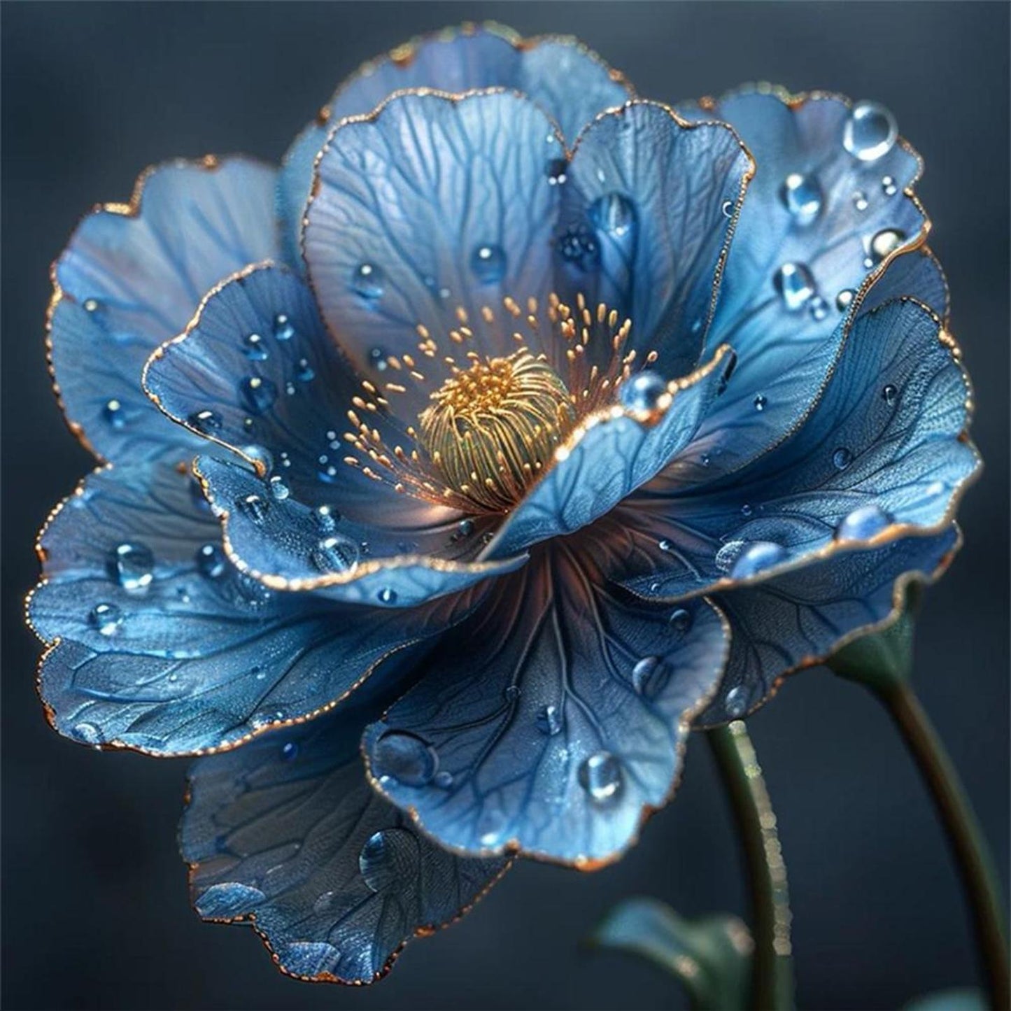 Blue Flower - Full 14CT Stamped Cross Stitch 45x45CM - Huacan