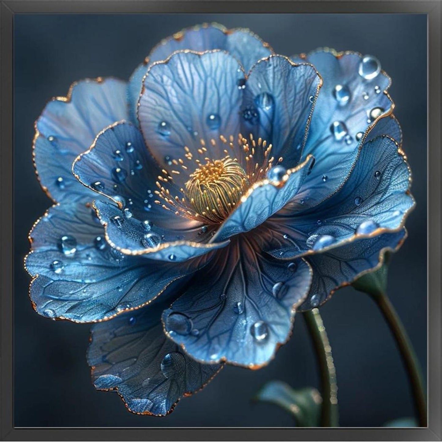 Blue Flower - Full 14CT Stamped Cross Stitch 45x45CM - Huacan
