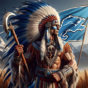 Indians Detroit Lions 40*40CM(Canvas) Full Round Drill Diamond Painting
