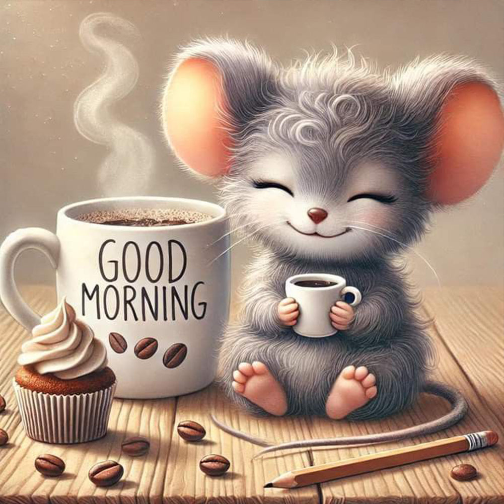 Good Morning Mouse 40*40CM(Canvas) Full Round Drill Diamond Painting