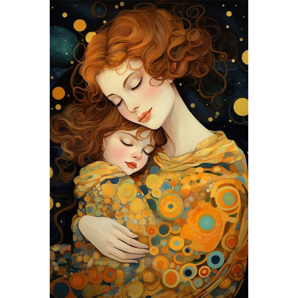 Mother And Child 40*60CM(Canvas) Full Round Drill Diamond Painting