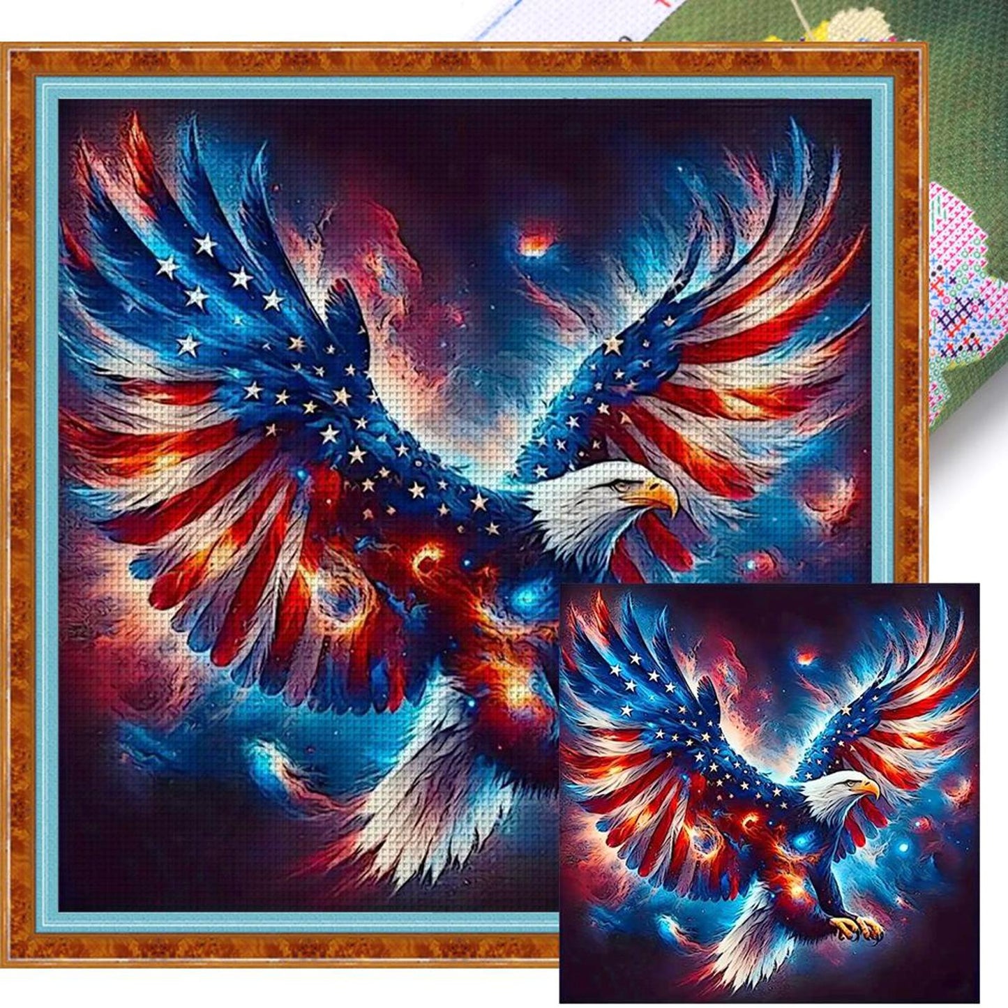 American Eagle - Full 11CT Stamped Cross Stitch 40x40CM - Huacan