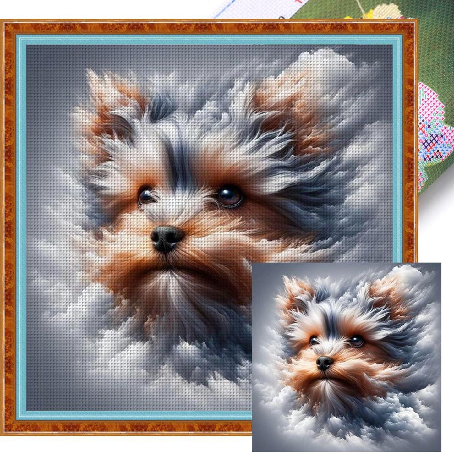 Dog Among Clouds - Full 11CT Stamped Cross Stitch 45x45CM - Huacan