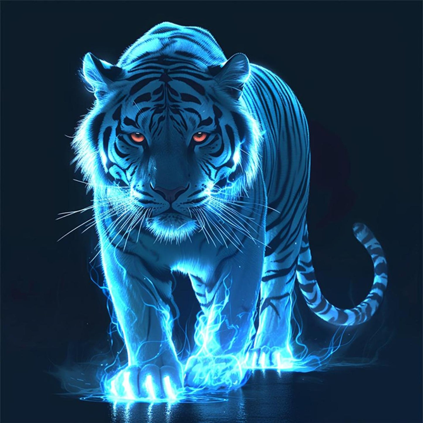Fluorescent Tiger - Full 11CT Stamped Cross Stitch 45x45CM - Huacan