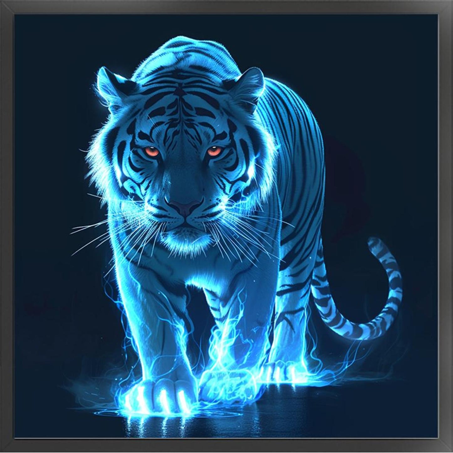Fluorescent Tiger - Full 11CT Stamped Cross Stitch 45x45CM - Huacan