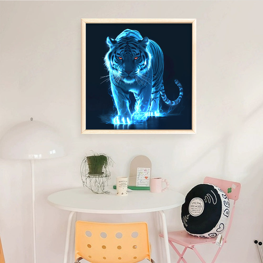 Fluorescent Tiger - Full 11CT Stamped Cross Stitch 45x45CM - Huacan
