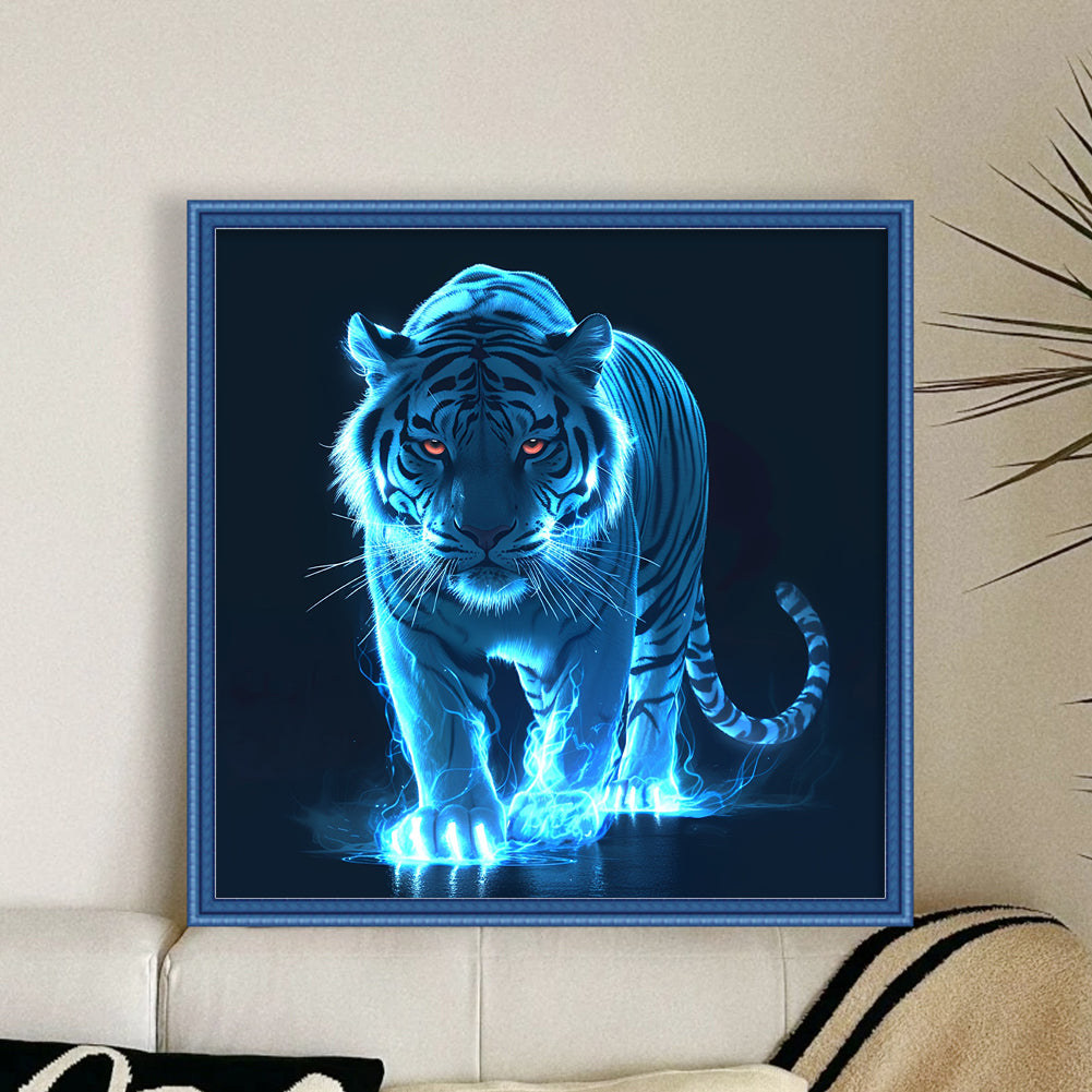 Fluorescent Tiger - Full 11CT Stamped Cross Stitch 45x45CM - Huacan