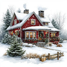 Load image into Gallery viewer, Snowy House 30*30CM(Canvas) Full Round Drill Diamond Painting
