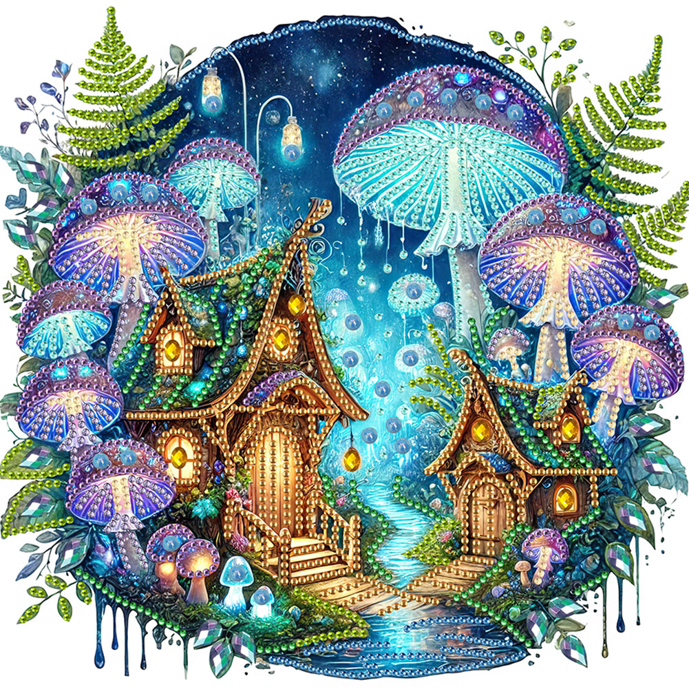Mushroom House 30*30CM(Canvas) Partial Special Shaped Drill Diamond Painting