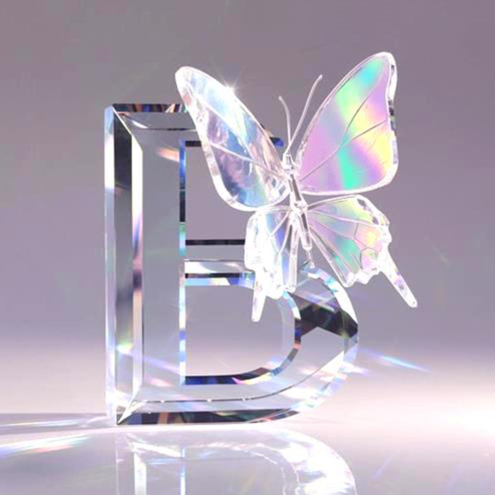 Crystal Butterfly Letter B 30*30CM(Canvas) Full Round Drill Diamond Painting