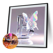 Load image into Gallery viewer, Crystal Butterfly Letter B 30*30CM(Canvas) Full Round Drill Diamond Painting
