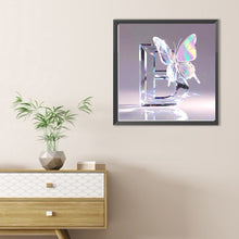 Load image into Gallery viewer, Crystal Butterfly Letter B 30*30CM(Canvas) Full Round Drill Diamond Painting
