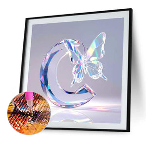 Crystal Butterfly Letter C 30*30CM(Canvas) Full Round Drill Diamond Painting