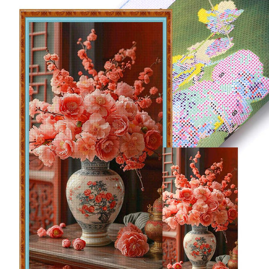 Vase - Full 14CT Stamped Cross Stitch 40x70CM - Huacan