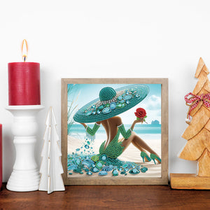 Woman With A Beautiful Skirt 30*30CM(Canvas) Partial Special Shaped Drill Diamond Painting