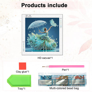 Woman With A Beautiful Skirt 30*30CM(Canvas) Partial Special Shaped Drill Diamond Painting