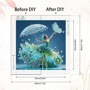Woman With A Beautiful Skirt 30*30CM(Canvas) Partial Special Shaped Drill Diamond Painting