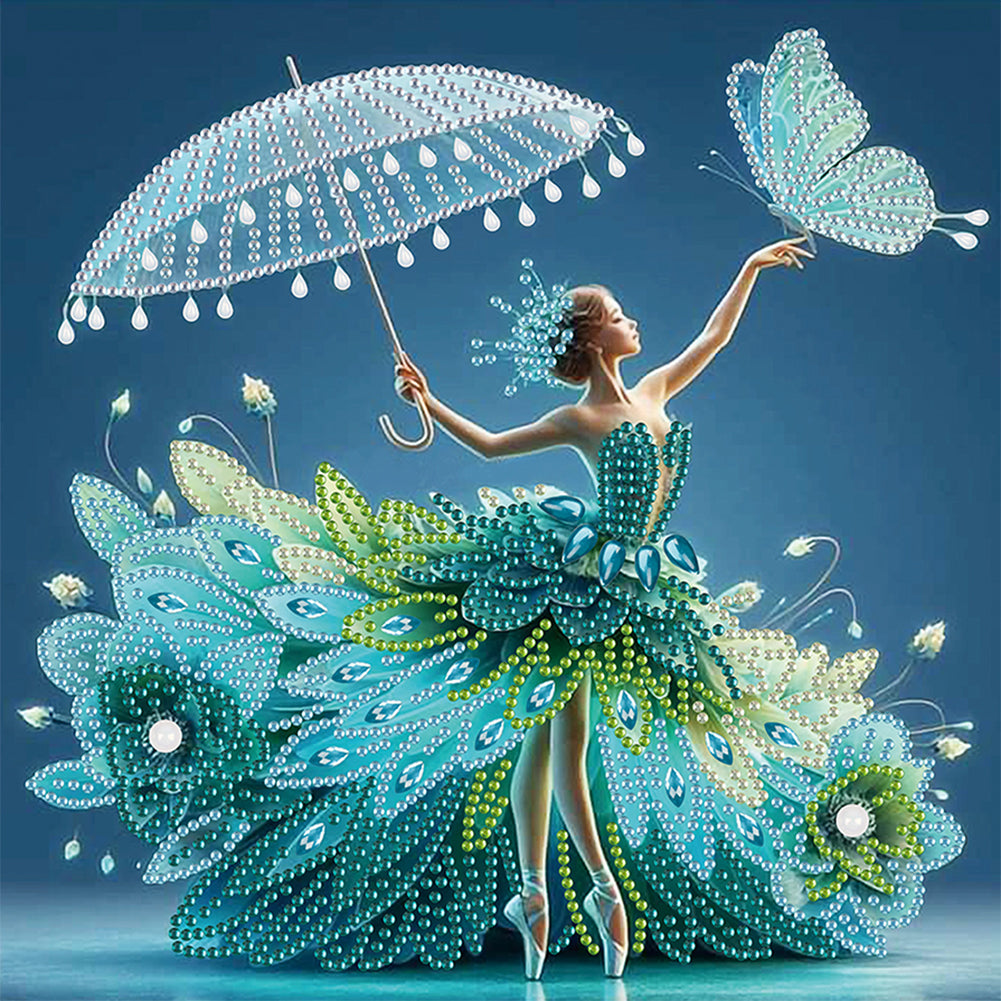 Woman With A Beautiful Skirt 30*30CM(Canvas) Partial Special Shaped Drill Diamond Painting