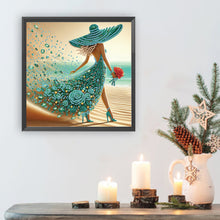 Load image into Gallery viewer, Woman With A Beautiful Skirt 30*30CM(Canvas) Partial Special Shaped Drill Diamond Painting
