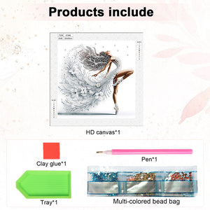 Woman With A Beautiful Skirt 30*30CM(Canvas) Partial Special Shaped Drill Diamond Painting