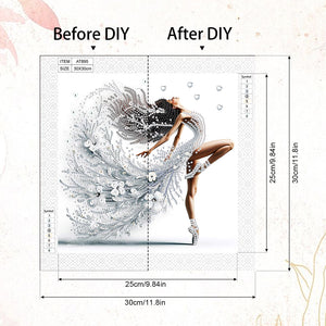 Woman With A Beautiful Skirt 30*30CM(Canvas) Partial Special Shaped Drill Diamond Painting