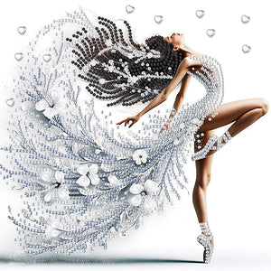 Woman With A Beautiful Skirt 30*30CM(Canvas) Partial Special Shaped Drill Diamond Painting