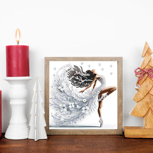 Woman With A Beautiful Skirt 30*30CM(Canvas) Partial Special Shaped Drill Diamond Painting