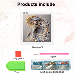 Woman With A Beautiful Skirt 30*30CM(Canvas) Partial Special Shaped Drill Diamond Painting