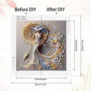 Woman With A Beautiful Skirt 30*30CM(Canvas) Partial Special Shaped Drill Diamond Painting