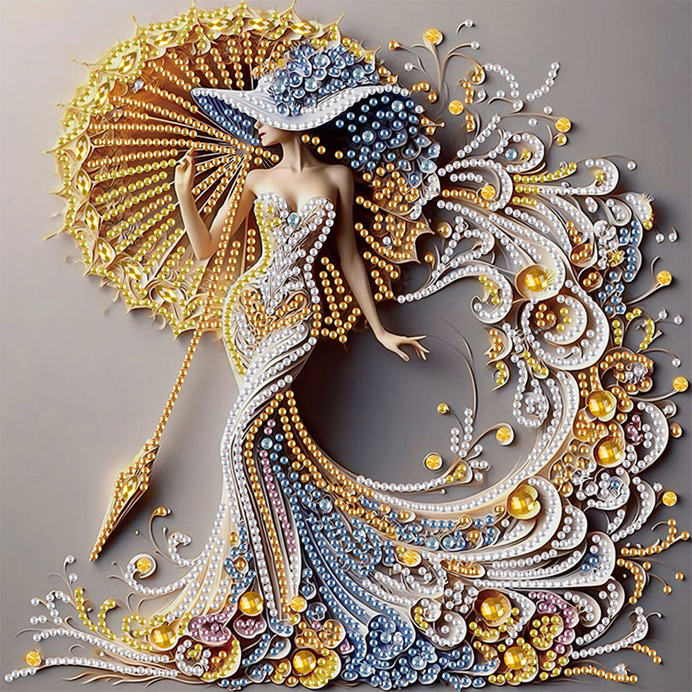 Woman With A Beautiful Skirt 30*30CM(Canvas) Partial Special Shaped Drill Diamond Painting