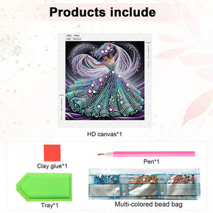 Woman With A Beautiful Skirt 30*30CM(Canvas) Partial Special Shaped Drill Diamond Painting